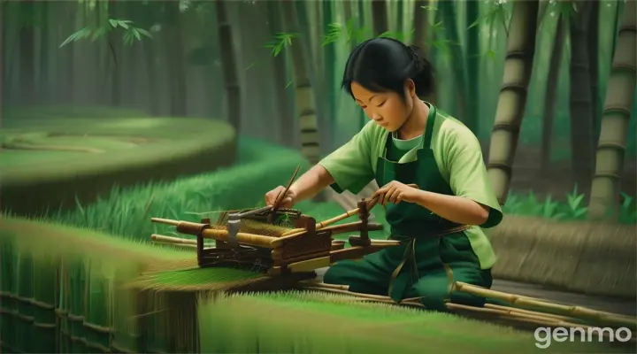 Bamboo cutter work in forest 