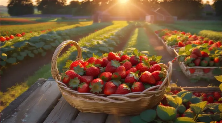 A captivating cinematic image portrays a rustic scene during the golden hour, with a basket of bright red strawberries nestled nearverdant strawberry fields. The warm, golden light from the setting sun casts a mesmerizing glow, creating an idyllic atmosphere that celebrates rural life and coziness. The scene is filled with rustic charm, featuring worn and endearing elements that evoke nostalgia and a deep connection to the simple life. The cinematic quality invites viewers to immerse themselves in this enchanting world, appreciating the charm and beauty of rural living.Less
Magic PromptA cinematic image of a rustic scene during the golden hour. There's a basket of bright red strawberries near a verdant strawberry field.The warm, golden light from the setting sun casts a mesmerizing glow, creating an idyllic atmosphere that celebrates rural life and coziness. The scene is filled with rustic charm, featuring worn and endearing elements that evoke nostalgia and a deep connection to the simple life. The cinematic quality invites viewers to immerse themselves in this enchanting world, appreciating the charm and beauty of rural living.More