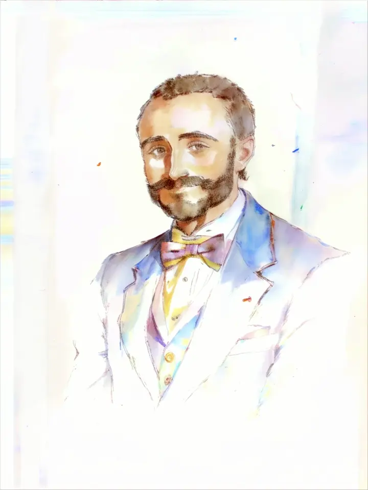 a painting of a man in a suit and bow tie