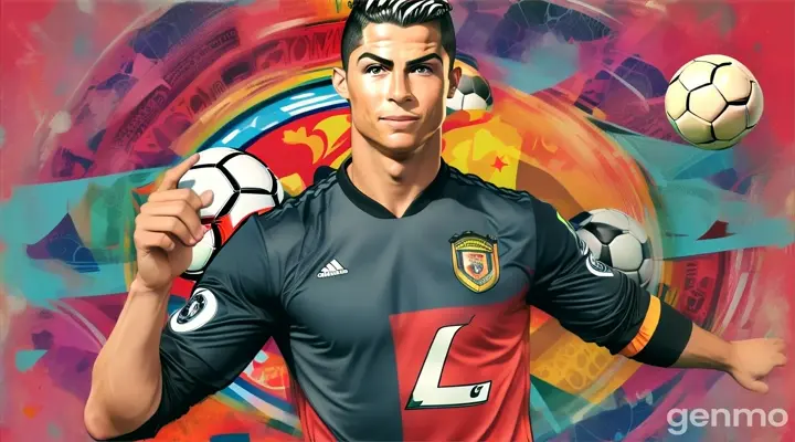 cartoon style ronaldo:"His hard work paid off, and he caught the eye of Manchester United.