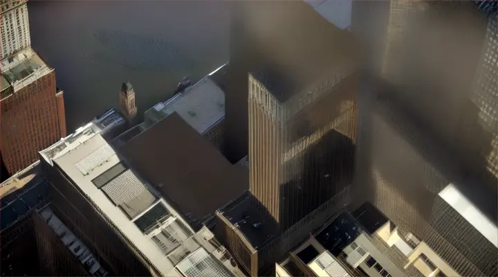 aerial of Wall Street in New York at noon 4k, cinematic Cinematic portrait of a girl is sitting on desk from closeup view, in the university, there are some students in the background, cozy lighting