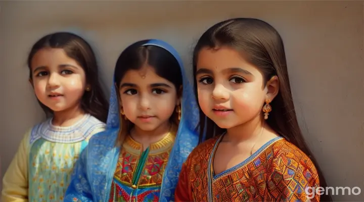 Arabic kids singing against a vibrant background of intricate mosaic tiles