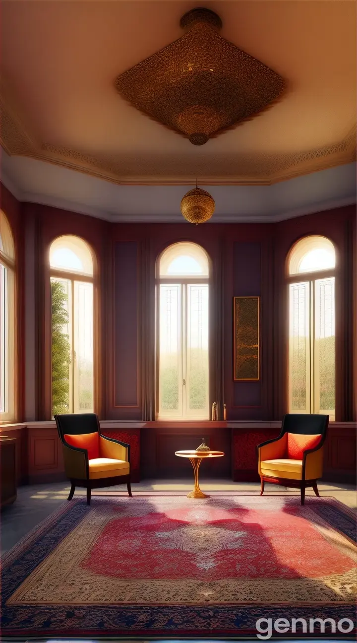 living room with beatiful rug