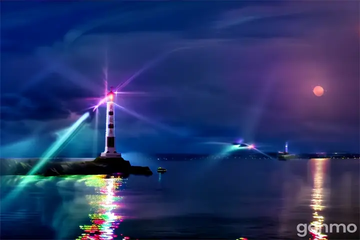 a light house sitting in the middle of a body of water