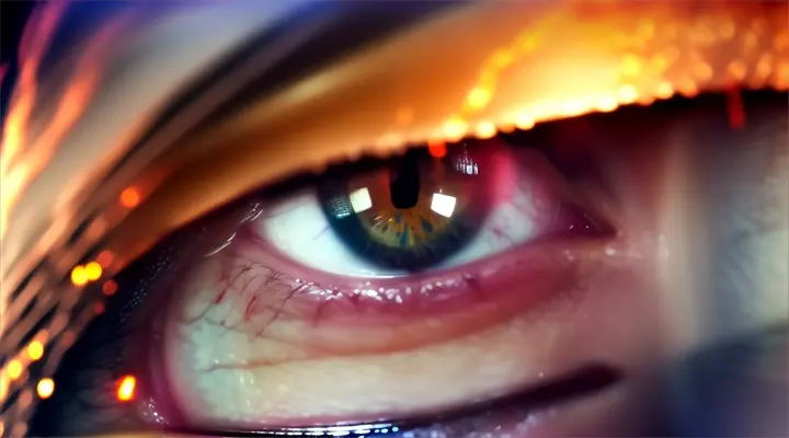 eye wink last itme --anime style --background -  reflects fire and conflagration, water full of fire & flame, heavy rain, rainy night --extreme close-up --dutch ang