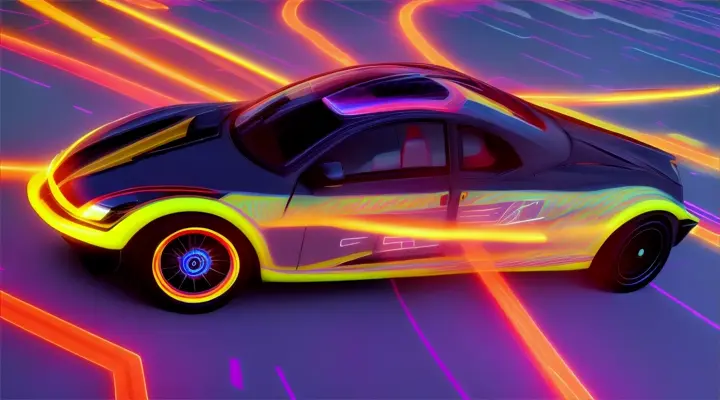 the car flies on the black background --anime style --extreme long shot