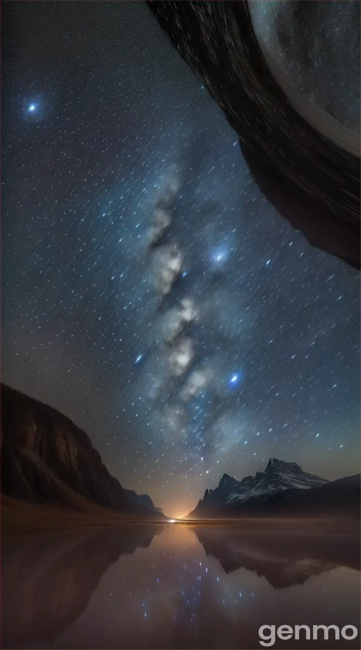 Dark sky and bright stars and beautiful moon