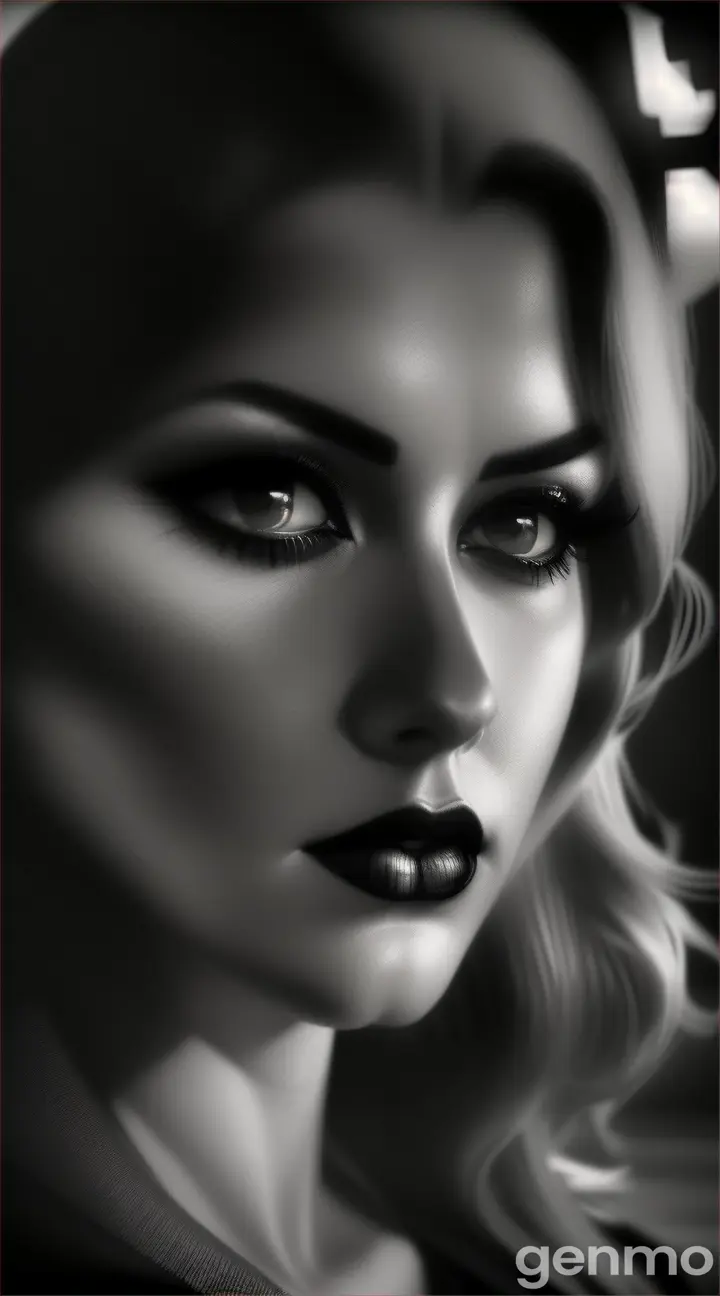 Noir woman brooding under the moon