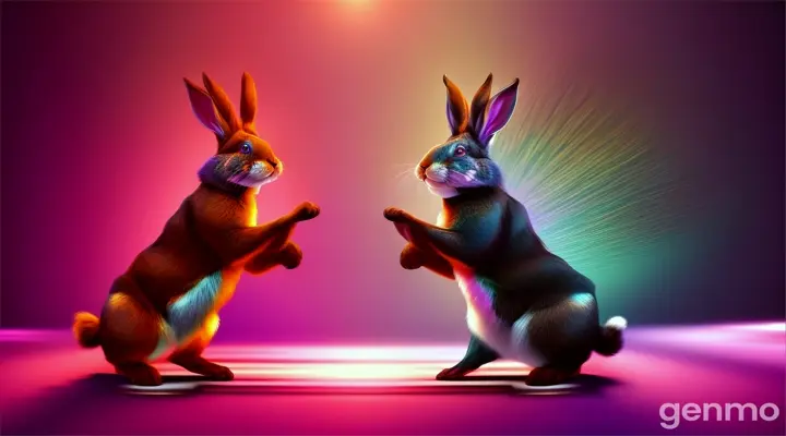 Muscular Rabbits which are dancing 