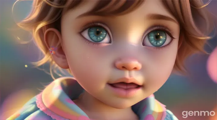 pixar maya disney style baby girl  wide screen vide frane.