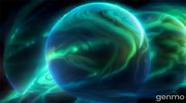 an artist's rendering of a planet with a green aurora bore