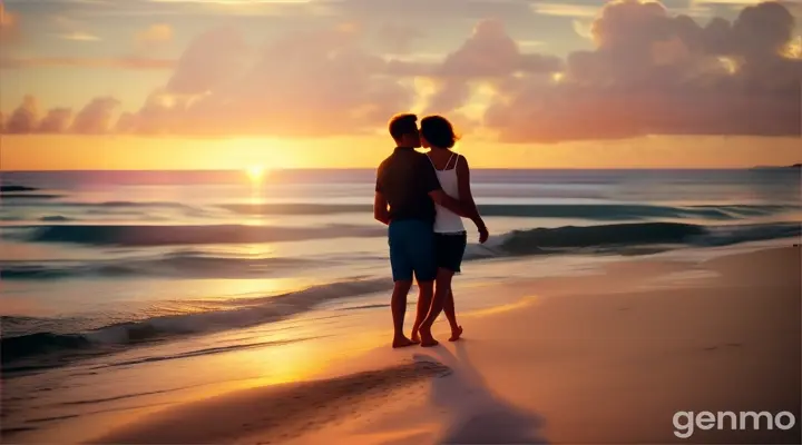 Lyrics:
तेरे नज़दीकियों में, खोया हर लम्हा,
Video Prompt:
The scene transitions to the couple walking hand in hand on a beautiful beach at sunset. They stop, look at each other, and the boy gently pulls her closer.