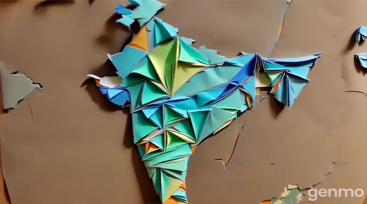 a map of india made out of folded paper