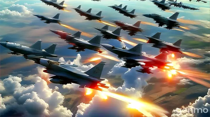 a group of fighter jets flying through the sky