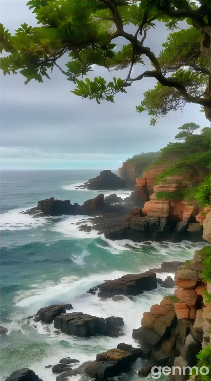 a view of the ocean from a rocky cliff