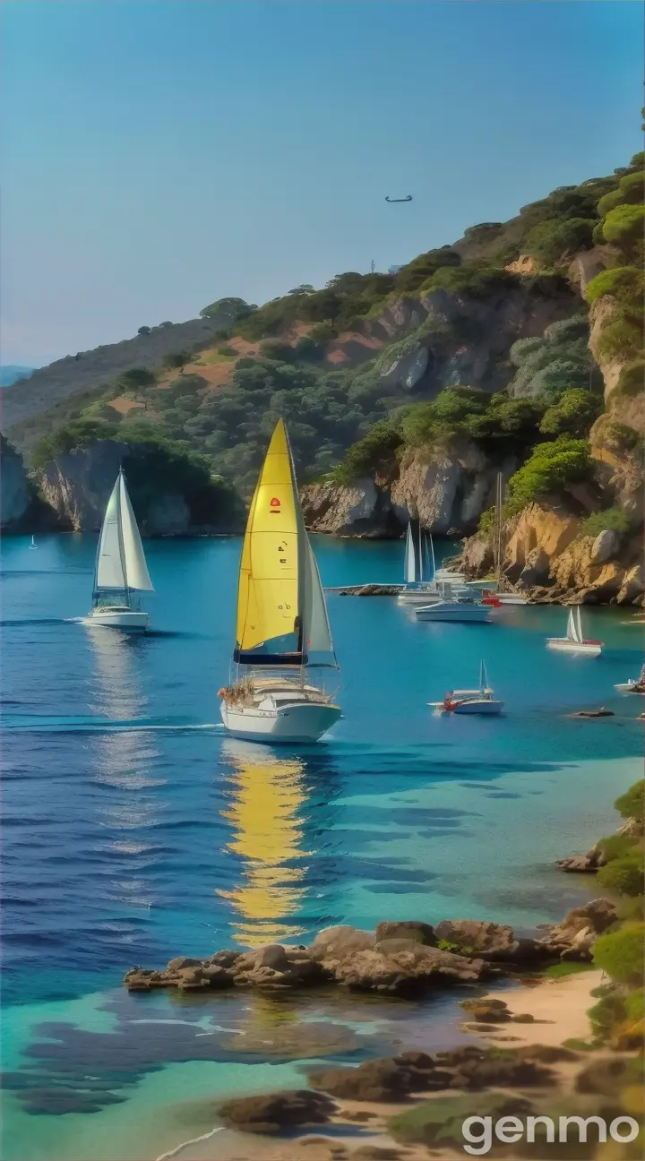 a group of sailboats floating on top of a body of water