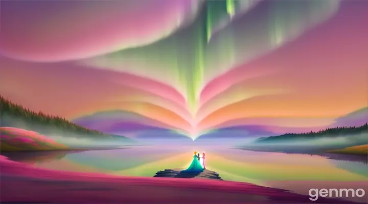 As they stood around Aurora, they each placed a hand on her heart.

 animation