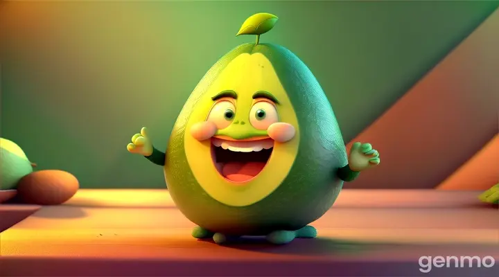 a cartoon Chubby Avocado with a cute happy face