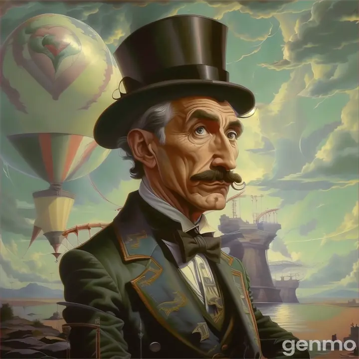 a painting of a man with a top hat and mustache 