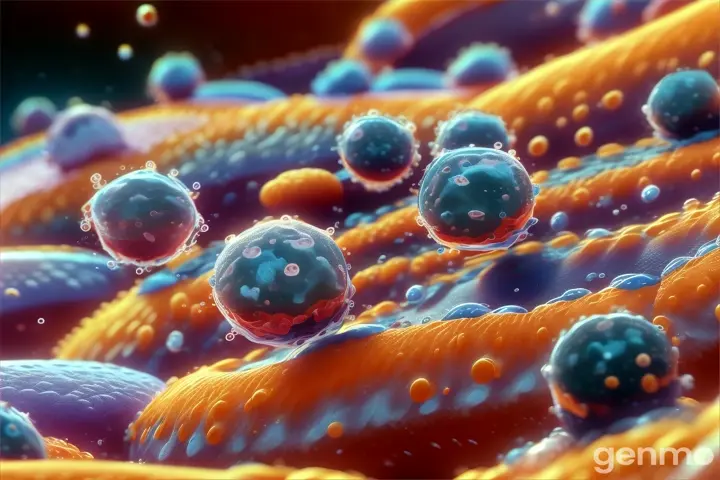 a close up of a bunch of cells on surfaces