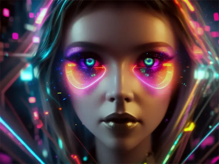 una persona sacando luz de sus ojos