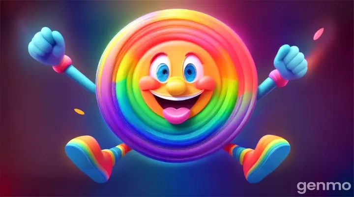 a rainbow colored object with a happy face