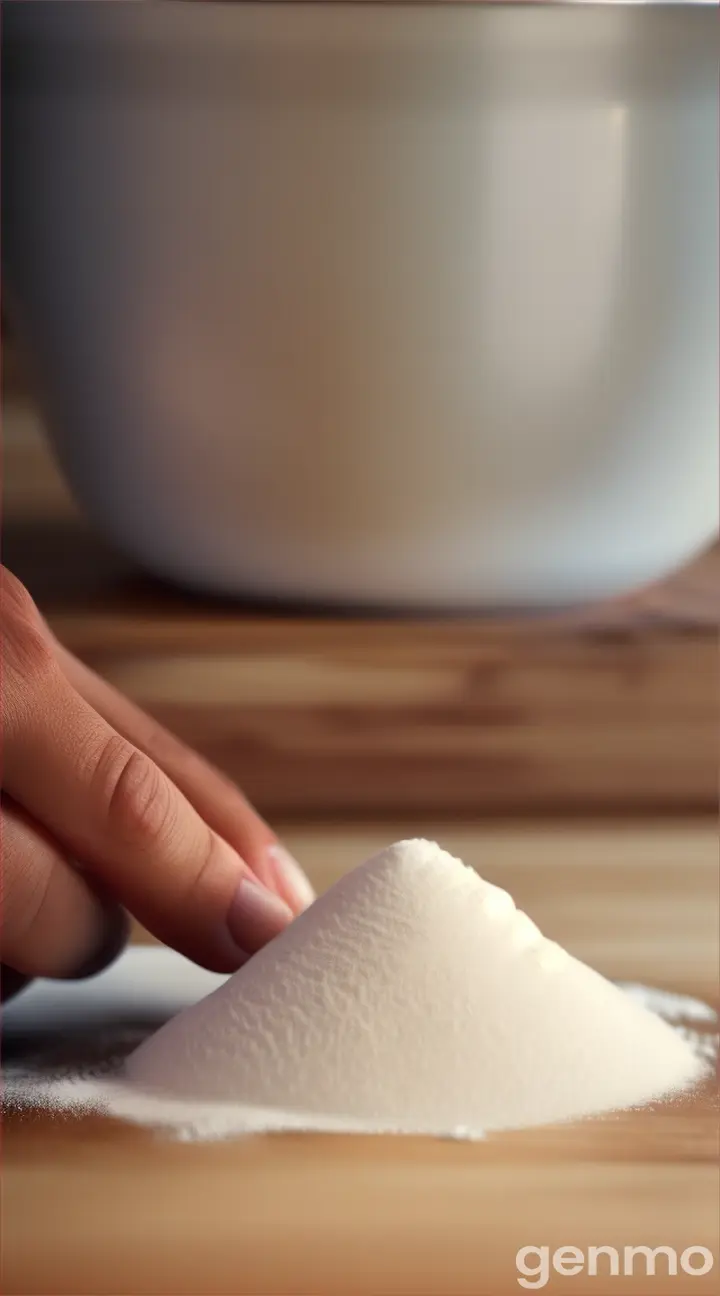 
Chef measures flour for dessert