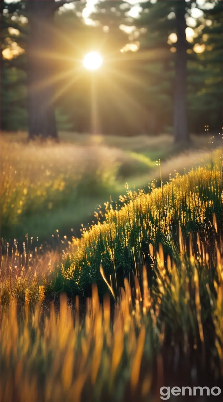 a high quality professional photo of a beautiful forest, morning sunrise over a meadow with flowers landscape, nature photography, serene, colorful, sunrise, peaceful, outdoor scenery, wide shot, vibrant colors, nature, high resolution, detailed, natural light, golden hour, 4k 