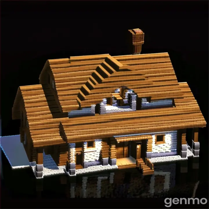 a computer generated image of a log cabin white background 