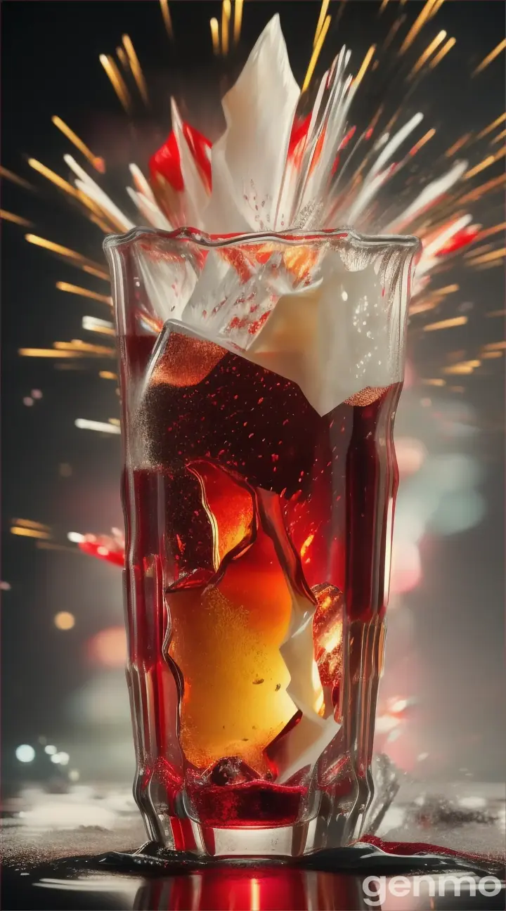 Plastic glass of Coca Cola explodes