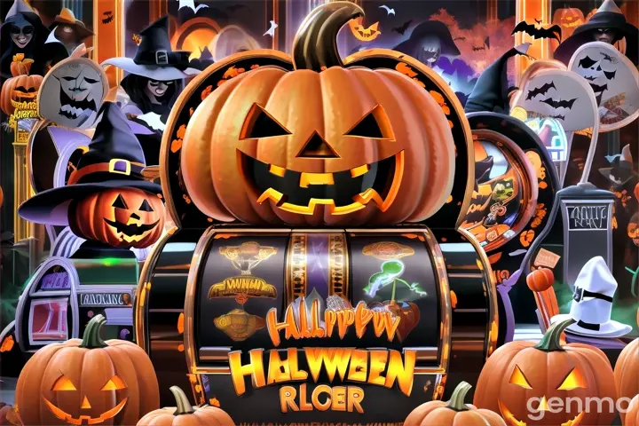 a Halloween slot machine plays