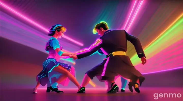 a dancing couple in candy dress
