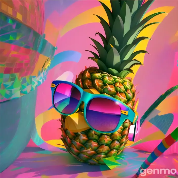 a pineapple with sunglasses dancing