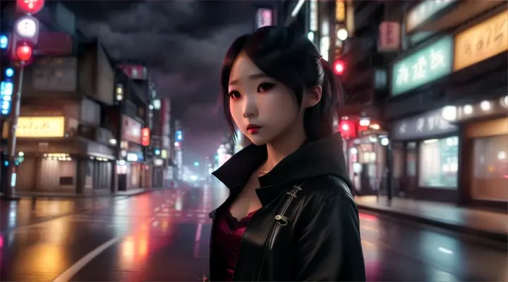 a shadowy female vampire stalks yuna, cute yuna, 2, sexy shabby outfit, scared, desperate, viewer walking home late at night in Tokyo, yuna calls out for help and runs towards them, damsel in distress, stormy night, (best quality,4k,8k,highres,masterpiece:1.2),ultra-detailed,(realistic,photorealistic,photo-realistic:1.37),HDR,UHD,studio lighting,ultra-fine painting,sharp focus,physically-based rendering,extreme detail description,professional,vivid colors,bokeh,hyper-detailed,cinematic lighting,dramatic,chiaroscuro,moody,atmospheric,dark,gloomy
