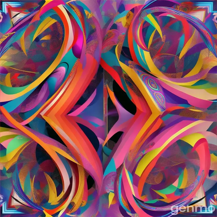 “Fast Moving Intricate POP-ART Collage, featuring mystical symbols, 2 pretty girls, and geometric designs”