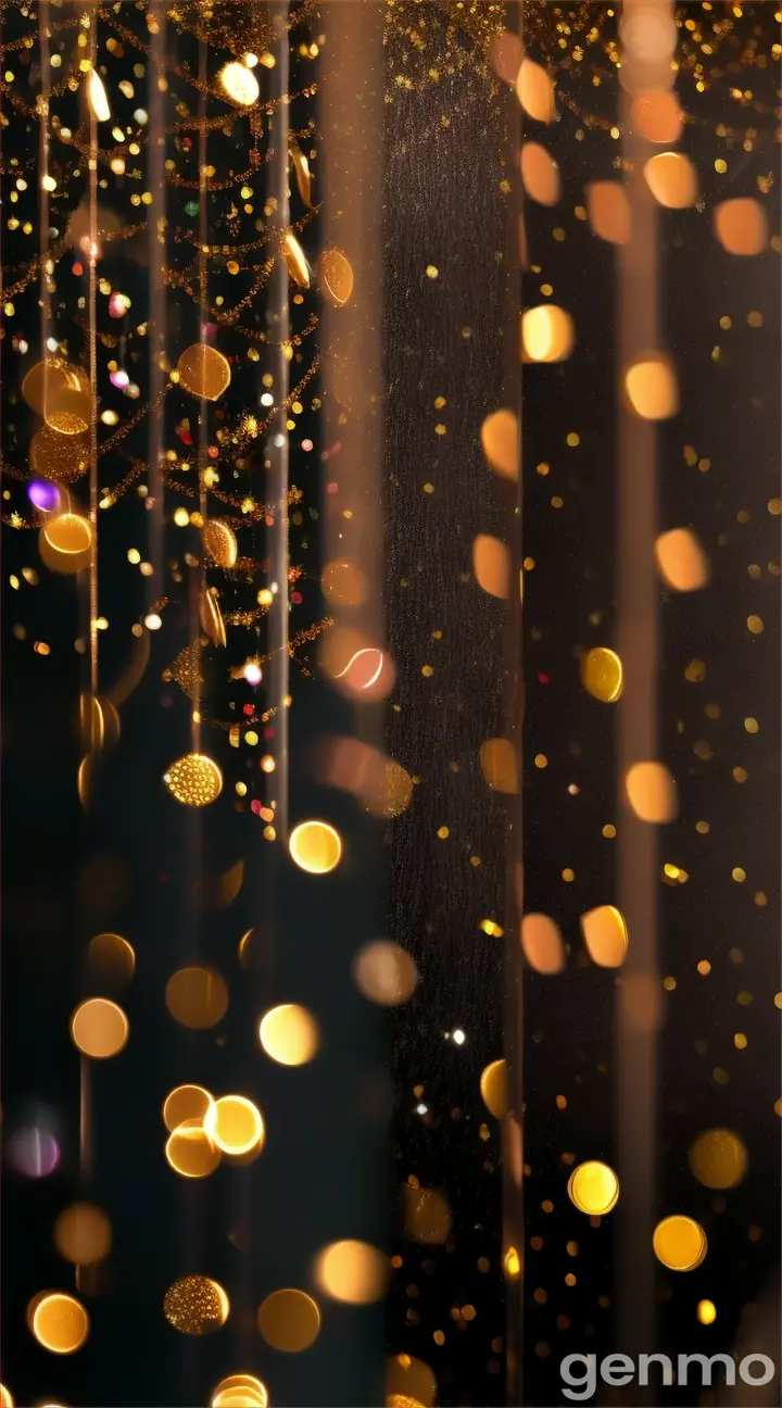 falling golden sparkles, black backdrop