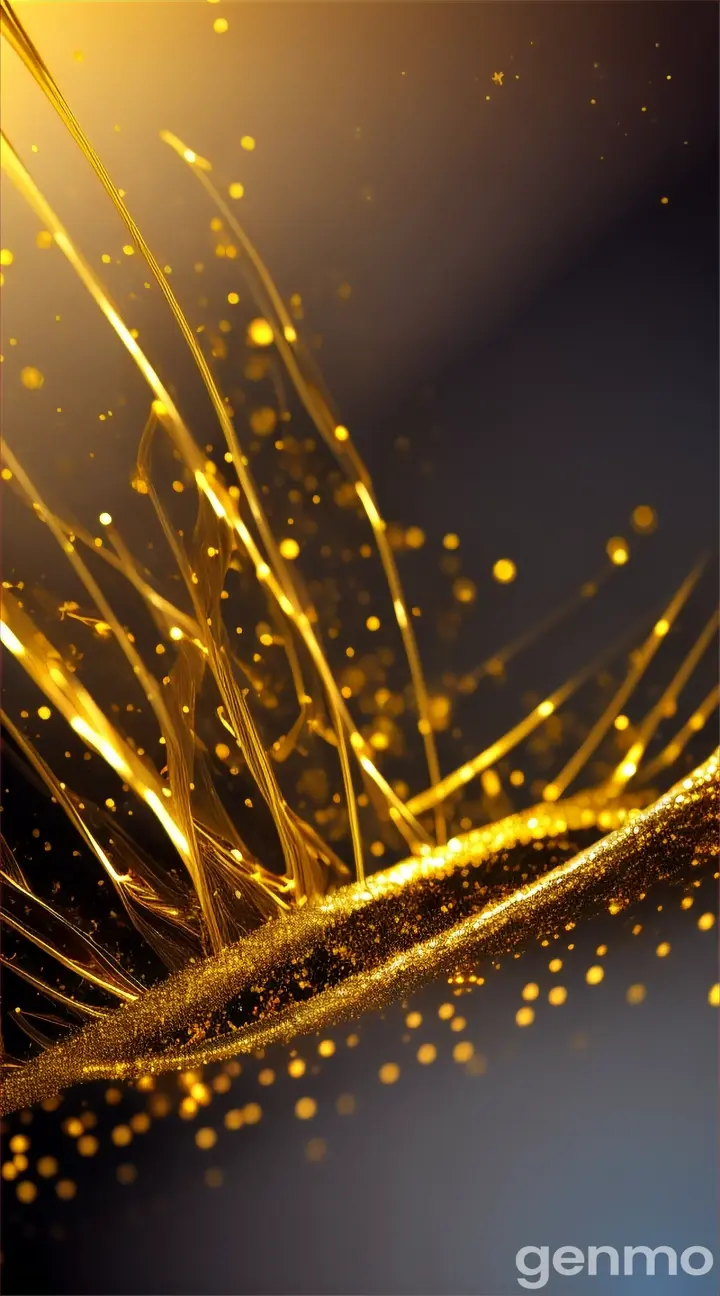 falling golden particles, black backdrop