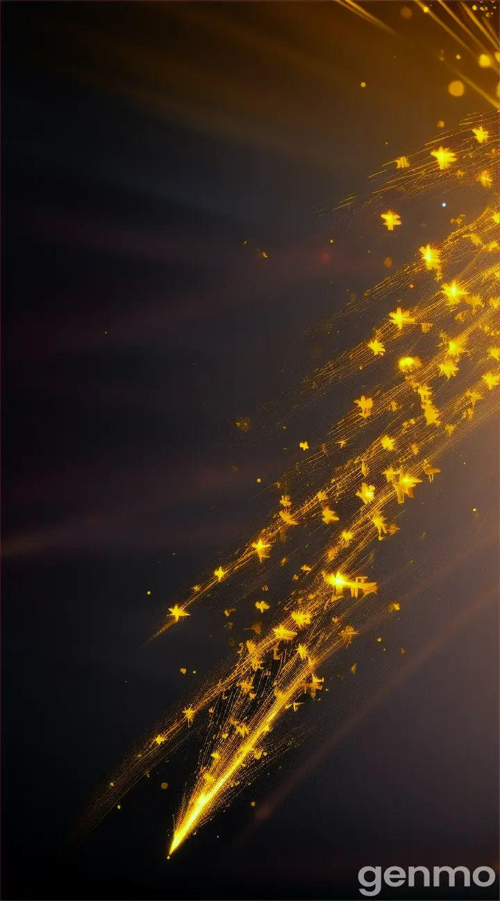 flying golden particles, black backdrop