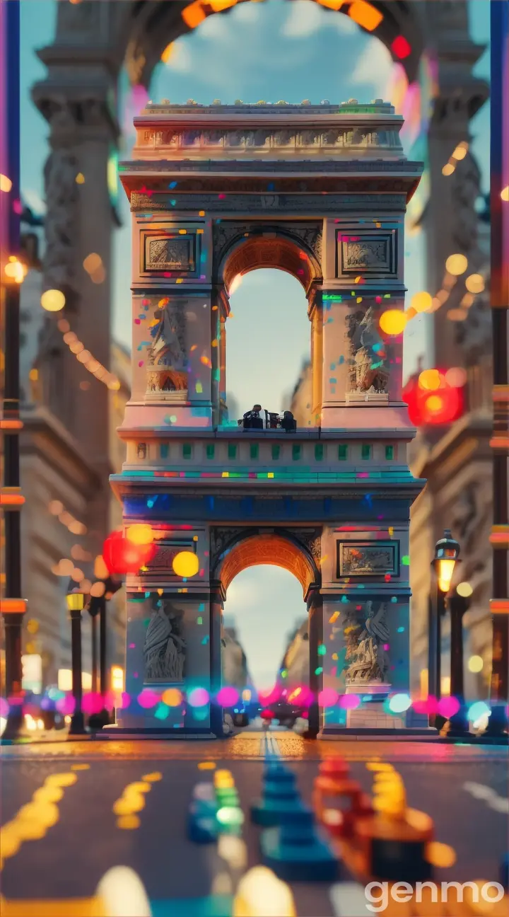 The Arc de Triomphe in Paris built with colored Lego