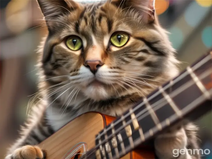 um gato tocando violao