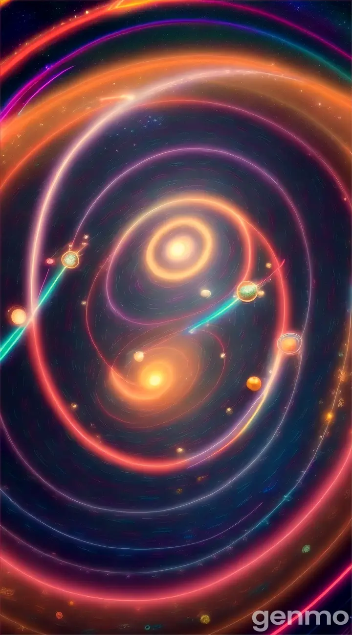 Switch to an animated diagram showing the solar system orbiting the center of the Milky Way galaxy. The galaxy spins in the background while the solar system follows a curved path.