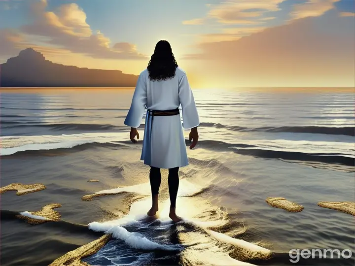 create a print-on-demand image on Walking on Water: Jesus walking on the Sea of Galilee.

Word: "WALK"