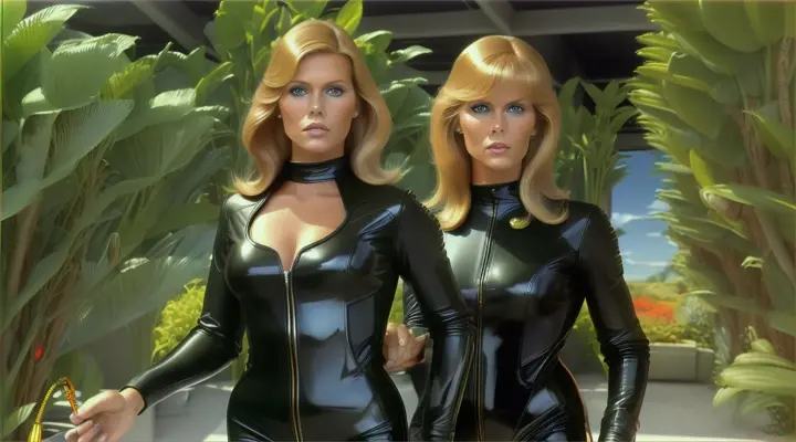 "filtro, escenas barbarella film 1968,  vestuario  mono de cuero de pieza entera hasta el cuello  estilo racer  1968 primer plano ultra realista  alto detalle mas natural mas humana Patti Hansen con retro ray gun espacial estilo vintage scifi pulp de hojalata as Barbarella film 1968  a natural walking 1970s-style , in an ultra-realistic,  a world of marte garden. The watercolor conveys movement through varying perspectives of wind, walking, head-turns or zooming in or out. plano de abajo a arriba, plano de arriba a abajo, plano aéreo, timelapse, planet fantastic, mid century, retro futurismo, scifi, interior diseño retrofuturista 60s, space exploration, utopia, aventura retrofuturista, scifi accesorios"