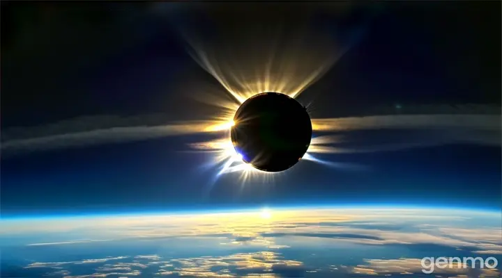 a solar eclipse seen from the space shuttle