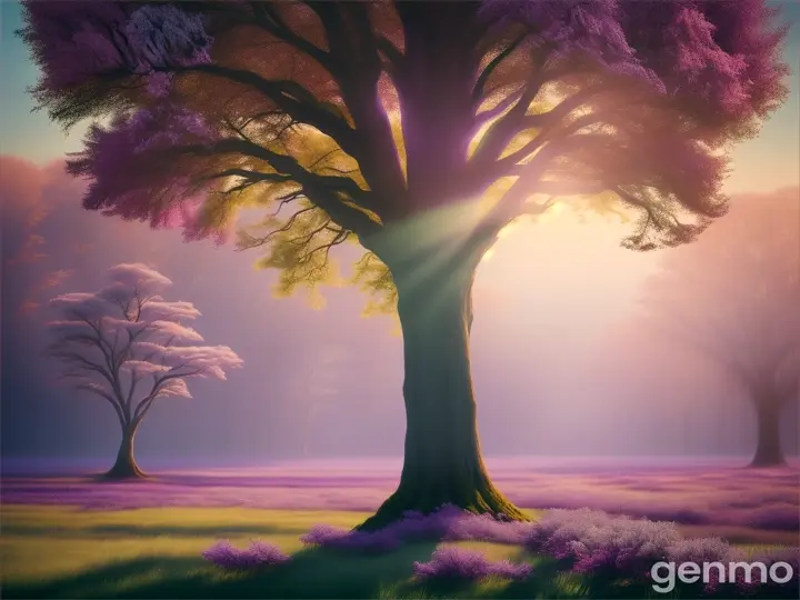 a tree with a sky in lila 