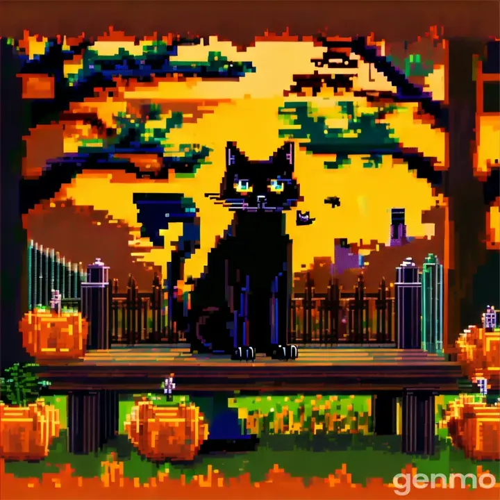 pixel black cate game