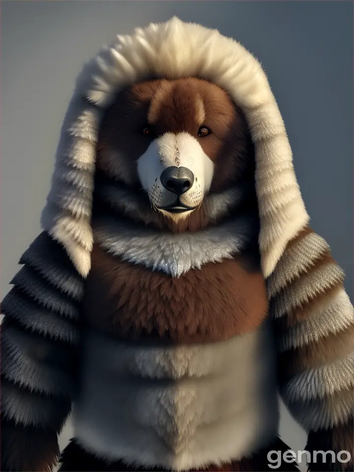 Urso polar usando roupa de guerreiro da idade media