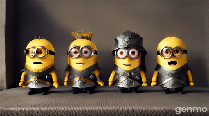 Minions usando roupas de game of thrones, estilo realista 