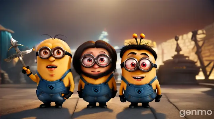 Minions segurando espadas 