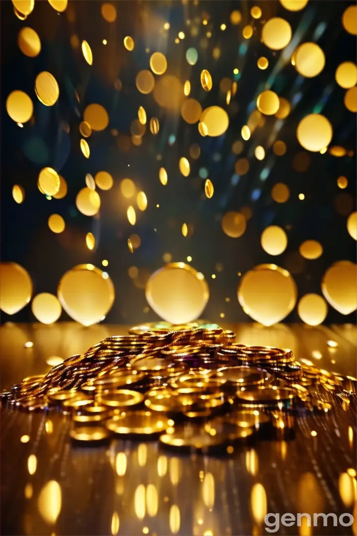 a pile of gold coins sitting on top of a table